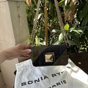 Sonia Rykiel Quilted Leather Bag Black Gold Paris Luxe Glamoratti Geometric